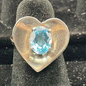 Ring Blue Topaz Size 4.5 Sterling Silver 925